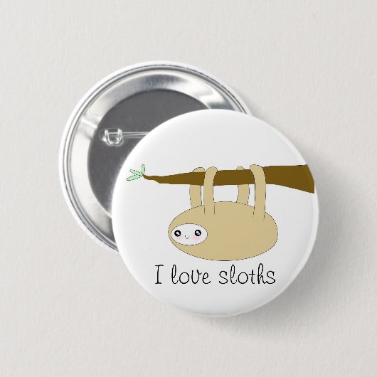 Kawaii niedlicher Slothknopf - i-Liebe Sloths Button (Vorne & Hinten)