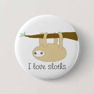 Kawaii niedlicher Slothknopf - i-Liebe Sloths Button