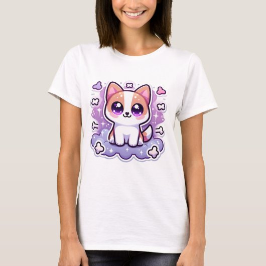 Kawaii Niedlicher Welpenadorable Hund mit großen A T-Shirt (Vorderseite)
