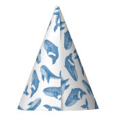 Kawaii Niedliches Blauwal-Muster. Partyhütchen (Rückseite)