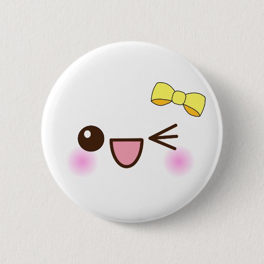 kawaii niedliches Gesicht Button (Vorderseite)