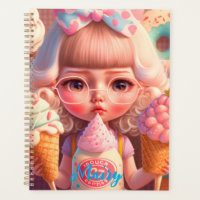 Kawaii niedliches Girl mit Eiscreme Notizbuch