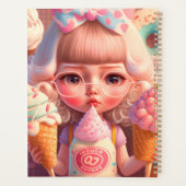 Kawaii niedliches Girl mit Eiscreme Notizbuch Planer (Rückseite)