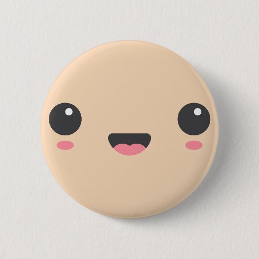 Kawaii, niedliches glückliches Gesicht, Fleisch Button (Vorderseite)