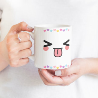 kawaii niedliches Lächeln Gesicht Tasse