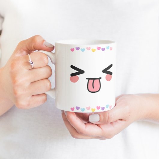 kawaii niedliches Lächeln Gesicht Tasse