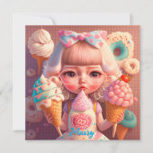 Kawaii niedliches Mädchen mit Eis (Vorderseite)