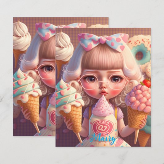 Kawaii niedliches Mädchen mit Eis (Vorne/Hinten)