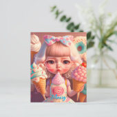 Kawaii niedliches Mädchen mit Eis (Stehend Vorderseite)