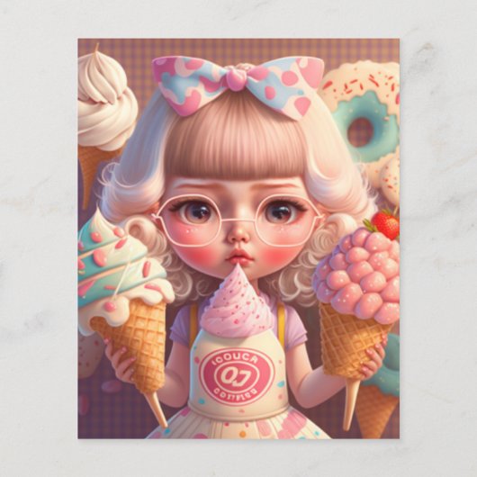 Kawaii niedliches Mädchen mit Eis (Rückseite)