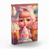 Kawaii niedliches Mädchen mit Eis Fotoblock (Links)
