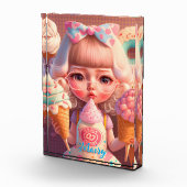 Kawaii niedliches Mädchen mit Eis Fotoblock (Rechts)