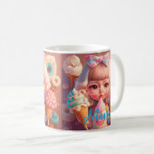 Kawaii niedliches Mädchen mit Eis Kaffeetasse (VorderseiteRechts)