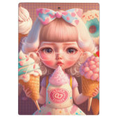 Kawaii niedliches Mädchen mit Eis Klemmbrett (Rückseite)