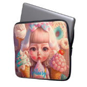 Kawaii niedliches Mädchen mit Eis Laptopschutzhülle (Vorderseite Links)