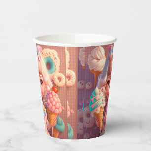Kawaii niedliches Mädchen mit Eis Pappbecher