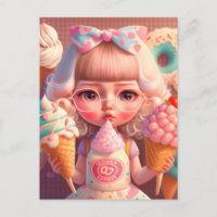 Kawaii niedliches Mädchen mit Eis