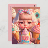 Kawaii niedliches Mädchen mit Eis Postkarte (Vorne/Hinten)