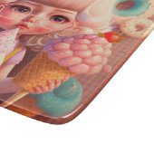 Kawaii niedliches Mädchen mit Eis Schneidebrett (Ecke)