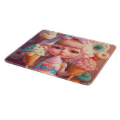 Kawaii niedliches Mädchen mit Eis Schneidebrett (Ecke)