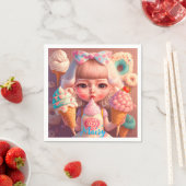 Kawaii niedliches Mädchen mit Eis Serviette (Beispiel)