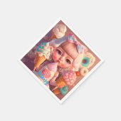 Kawaii niedliches Mädchen mit Eis Serviette (Ecke)