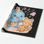 Kawaii Niedliches Party Collection - Dino & Friend Geschenkpapier (Ungerollt)