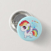 Kawaii niedliches Regenbogenpony mit Scheinsternen Button (Vorne & Hinten)