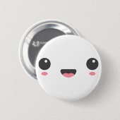 Kawaii, niedliches, weißes Gesicht Button (Vorne & Hinten)