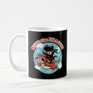 Kawaii Ninja Cat Drachenfahrt Kaffeetasse