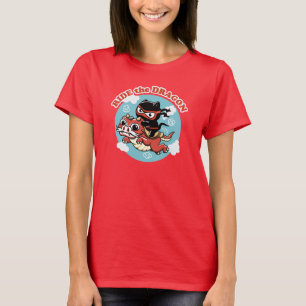 Kawaii Ninja Cat Drachenfahrt T-Shirt
