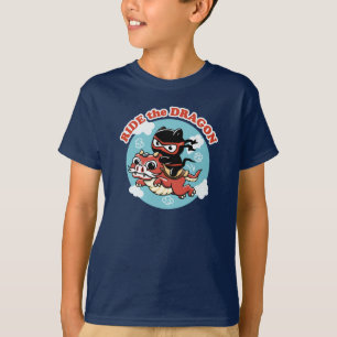 Kawaii Ninja Cat Drachenfahrt T-Shirt