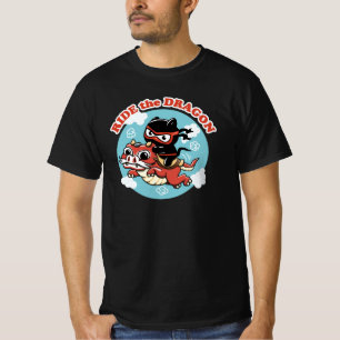 Kawaii Ninja Cat Drachenfahrt T-Shirt