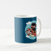 Kawaii Ninja Cat Riding a Red Dragon Kaffeetasse (VorderseiteRechts)
