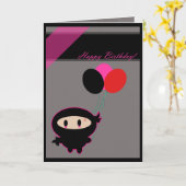 Kawaii Ninja Happy Birthday Card Karte (Gelbe Blume)