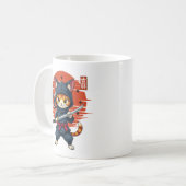 Kawaii-Ninja-Katze, Ninja-Katze mit Schwert Kaffeetasse (Vorderseite Links)