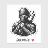 Kawaii Ninja Warrior Aufkleber – Süßes Design (Blatt)