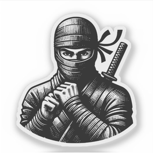 Kawaii Ninja Warrior Sticker – Cute Design (Vorderseite)