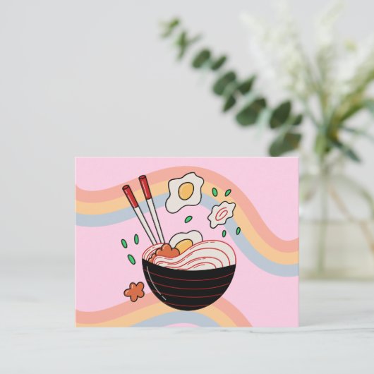 Kawaii Noodles Postkarte (Stehend Vorderseite)