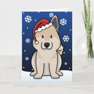 Kawaii Norweger Buhund Weihnachtskarte Feiertagskarte