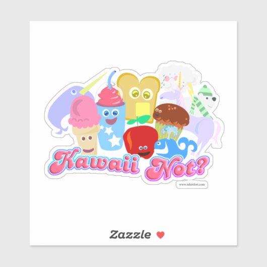 Kawaii not Slogan Happy Niedliche Lebensmittelzeic Aufkleber (Blatt)