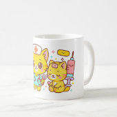 Kawaii Nurse Cat Duo Kaffeetasse (VorderseiteRechts)