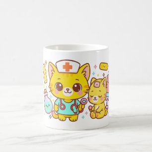 Kawaii Nurse Cat Duo Kaffeetasse