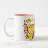 Kawaii Nurse Cat Duo Zweifarbige Tasse (Links)