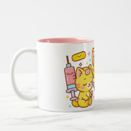 Kawaii Nurse Cat Duo Zweifarbige Tasse