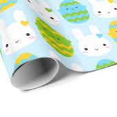 Kawaii Oaster Bunny & Eggs Geschenkpapier (Rolleneckpunkt)