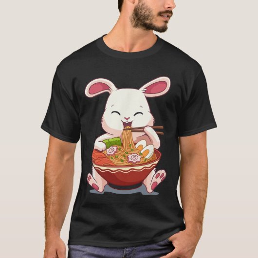 Kawaii Oaster Bunny Ramen Noodles Japanisches Oste T-Shirt (Vorderseite)