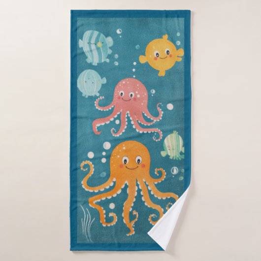 Kawaii Octopus Artwork Strandtuch Badehandtuch (Badehandtuch)
