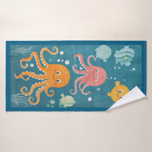 Kawaii Octopus Artwork Strandtuch Badehandtuch (Badehandtuch)