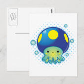 Kawaii Octopus Mushroom Postkarte (Vorne/Hinten)